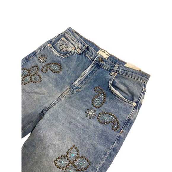 Free People We the Free Wiley Beaded Ripped Bootcut Jeans Size 28 - Picture 5 of 7
